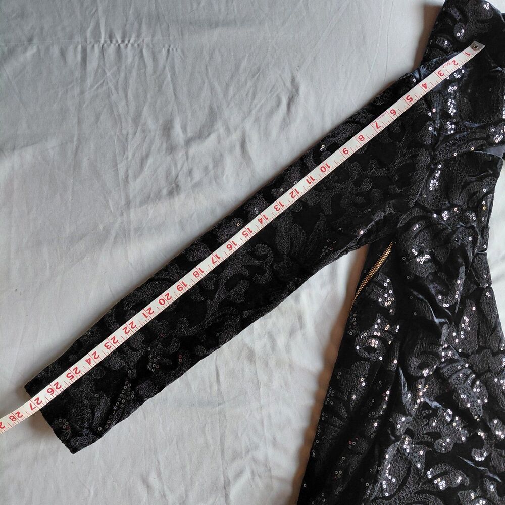 Y2K Whimsigoth Black Sequin Prom Dress L Bodycon Cutout Goth Glam Dark Feminine - Picture 12 of 15